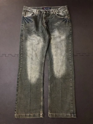 Jean patinador holgado de pierna ancha azul verdoso Brooklyn Xpress 36x31 Foto 1 de 4