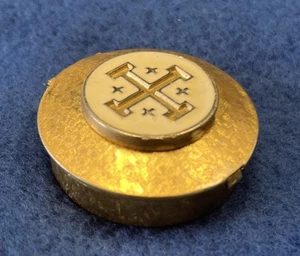 Contenedor Cubierta Eucaristía Hostia Tono Dorado Cruz Jerusalén Católica De Colección - Imagen 1 de 9
