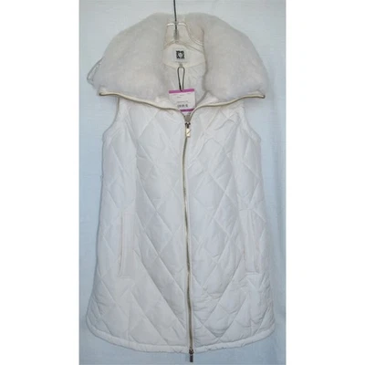 Chaleco acolchado Anne Klein para mujer cuello de piel sintética XXS ** FALTA CINTURÓN ** SEGUNDOS Foto 1 de 4