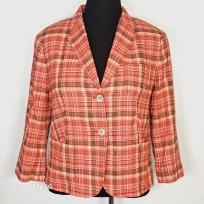 Легкая куртка-блейзер Talbots Grace Fit на 2 пуговицах в клетку (женская 12 миниатюрная) - Изображение 1 из 4