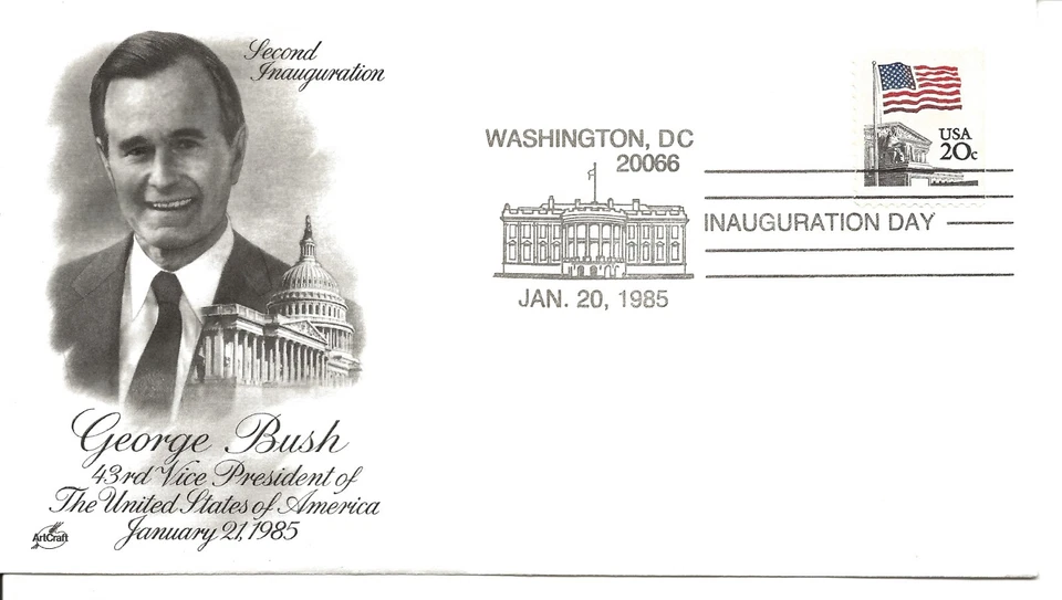 Inauguration Cover 1/20/85 Washington Single Vice President George Bush - Image 1 of 1