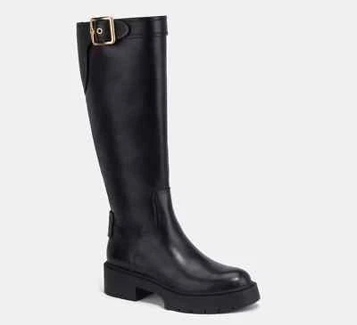 COACH Womens LILLI Leather Riding Boot Tall Knee High Block Heel Side Zipper NIB - Image 1 of 4
