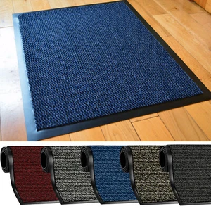 LARGE BARRIER DOOR MAT HEAVY DUTY NON SLIP RUBBER BACK KITCHEN HALLWAY FLOOR RUG - Picture 1 of 67