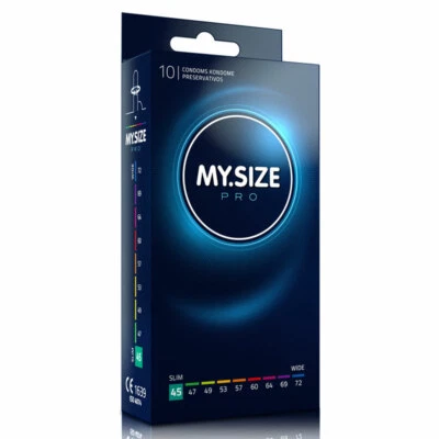 Condones My Size PRO 45 mm de ancho * Pequeño Transparente Sensación de cierre estrecho Ajuste cómodo Caja 10 Foto 1 de 4