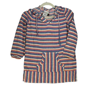 Hobie Tunic Hoodie Cover Up Long Sleeve Striped Pink Blue Orange Pocket Hooded - Picture 1 of 10