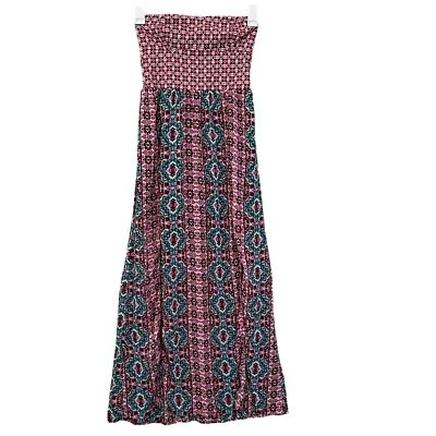 Maxi Vestido Multicolor Boho Estampado de Hadas Tubo Top Calado Corpiño Falda Talla Mediana Foto 1 de 4