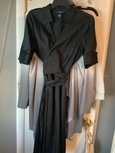 Vintage Alfani Wrap Dress Black Cotton Belted Size 14p - Picture 1 of 8