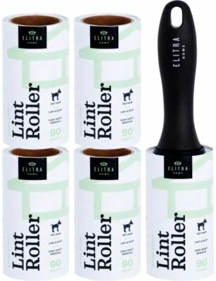 Elitra Extra Sticky Lint Roller Lightweight Handle + 4 Refill Packs (450 Sheets) - Image 1 of 4