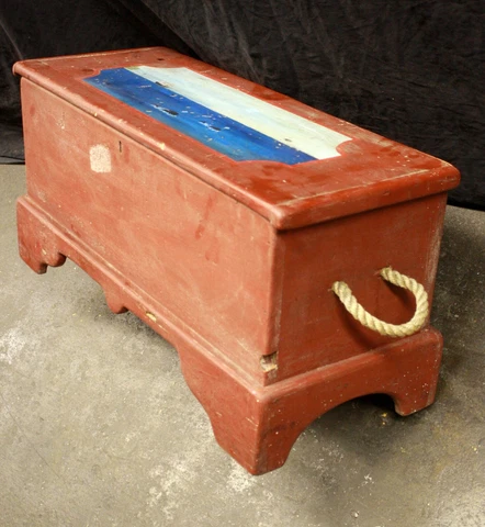 Vintage Antique Old Wood Wooden Toy Blanket Storage Cabinet Chest Trunk Box Bin Cover