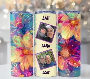 PERSONALISIERTER BLUMENBECHER FOTO LIVE LACHEN LIEBE 20 UNZEN - Bild 1 von 1