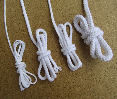 Cotton Rope Sash Cord Twine White Braided Cord 4 sizes Cotton Craft Rope String - Image 1 of 4