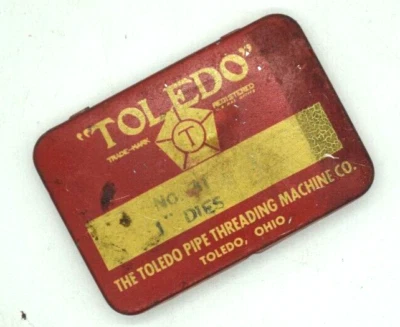 Toledo Pipe Threading Dies 1 set 1" #31 (4) Vintage Original Tin (a)  (G) - Image 1 of 4
