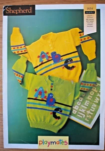 Shepherd Knitting Pattern 1834 - PLAYMATES ABC SWEATER - Sizes 50-65cm 4 or 8ply - Picture 1 of 1