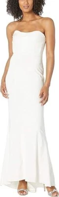 Adrianna Papell Evening Gown Women's Size 8 Ivory Strapless Pleated Knit Lola - Image 1 of 4