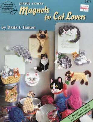 OOP!!! HTF!! PLASTIC CANVAS MAGNETS FOR CAT LOVERS 25 DESIGNS - Image 1 of 2