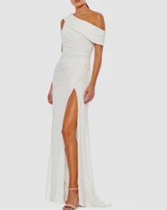 Leena for Mac Duggal Size 6 Off the Shoulder Side Split White Gown - Picture 1 of 13