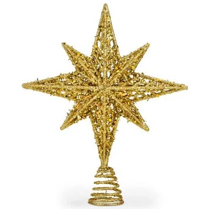 8 Inch Bethlehem Glitter Gold Star Christmas Tree Topper | Christmas Tree Top - Picture 1 of 8