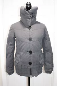 SOIA & KYO DOWN grau Glen karierter Puffermantel Knopf hoher Kragen Puffer Größe S - Bild 1 von 10