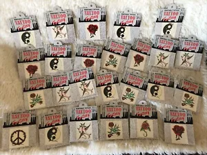 Vintage 90’s REMOVABLE TATTOOS Sealed 25 Total Taiwan By Tattoo Factory - Picture 1 of 10