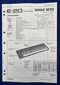 Original Roland Synthesizer Service Manual / E-20 - Picture 1 of 1
