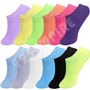 Lot 12 Pairs Women No Show Low Cut Ankle Liner Invisible Cotton Socks Size 9-11
