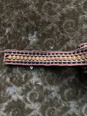 Borde trenzado marrón y amarillo 68"" francés vintage sin usar 1/2"" Foto 1 de 3