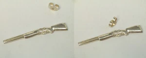 Orecchini a lobo con FUCILE in ARGENTO 925 - orecchino perno farfallina - caccia - Foto 1 di 2