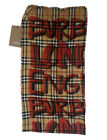 Burberry Marker Graffiti Vintage Check Wool Silk Bright Red Square Scarf New