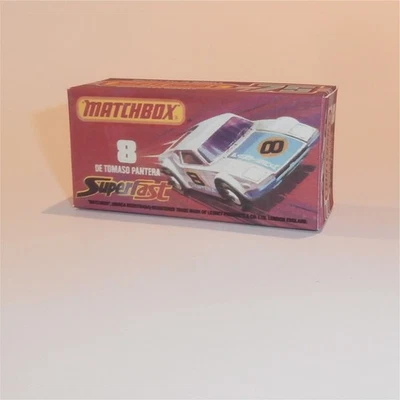 Caja repro Matchbox Lesney Superfast 8 h De Tomaso Pantera estilo J Foto 1 de 4