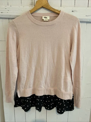 Suéter KATE SPADE TALLA XS Rosa con Volantes a Lunares Negros Mezcla Seda Ligero Foto 1 de 4
