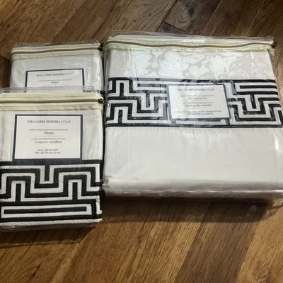 William Sonoma Regent Embroidered Border King Duvet Cover + 2 King Pillow Sham  - Image 1 of 4