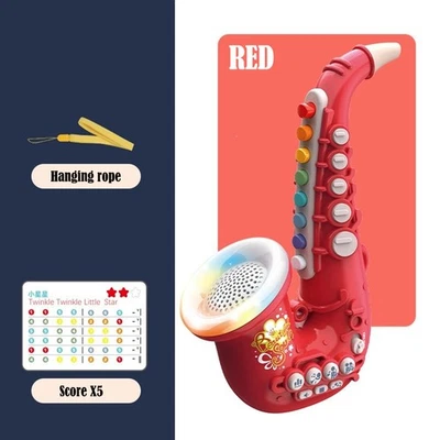 Juguete Saxofón Infantil con Luz y Sonido, Juguete Educativo Temprano Multifuncional Foto 1 de 4