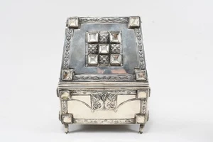 N94O08- Joyero de plata Art Nouveau con cristal de montaña alrededor de 1900/20 - Imagen 1 de 12