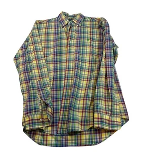 Camisa Ralph Lauren Calce Personalizado Para Hombre A Cuadros Abotonada Amarillo Azul Verde Rojo M - Imagen 1 de 4