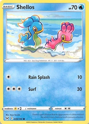 Shellos 039/196 SWSH11: Lost Origin Pokemon 003220 - Image 1 of 2