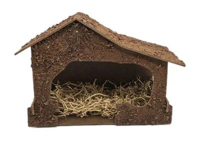 Vintage 1970s? Nativity Manger  Stable With Artificial Hay Christmas Decoration - Image 1 of 4