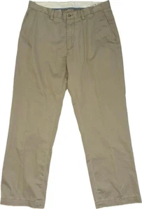 Polo Ralph Lauren Pants Mens 34x30 Khaki Chino Relaxed Fit Flat Front Cotton - Picture 1 of 6