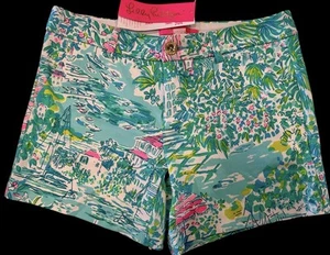 Neu Lilly Pulitzer Callahan Strickshorts Gustavia grün Sunshine City Größe 2 neu mit Etikett - Bild 1 von 8