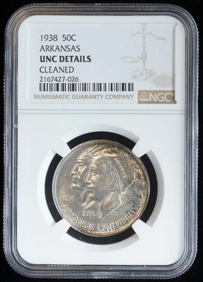 1938 Commemorative Half Dollar Arkansas Centennial UNC DETAILS  NGC - Image 1 of 4