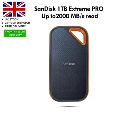 SanDisk 1TB Extreme PRO Portable SSD 2000MB/s USB C Solid Drive - Image 1 of 4