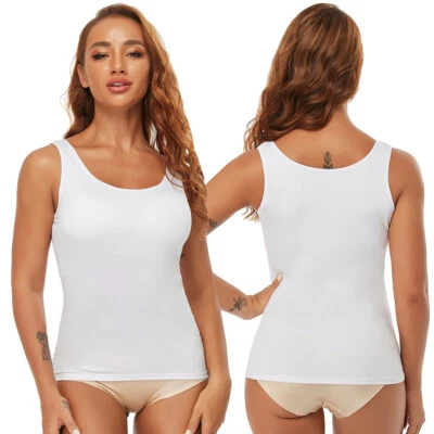 Mujeres Camiseta sin mangas Cami con Bulit en sujetador Camisola Adelgazante Acolchada Prendas para el torso Camiseta interior Foto 1 de 4