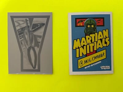 2023 Topps Sidekick MARTIAN INITIALS Printing Plate "Y" + Neil Camera Auto Card - Image 1 of 2