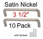 10 Pack - 3.5" Wire Cabinet Pull Satin Nickel Drawer Handle with Screws