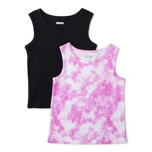 Paquete de 2 camisetas sin mangas Garanimals para niñas pequeñas - negro/rosa estampado de tinte de corbata NUEVO - Imagen 1 de 2