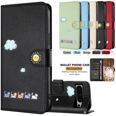 For Google Pixel 9 Pro XL/8a/7a Case PU Leather Magnetic Stand Folio Cash Wallet - Image 1 of 4