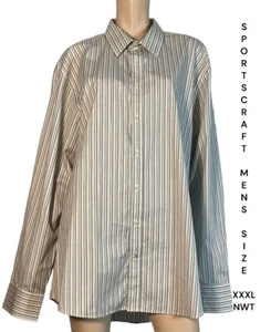 π» SPORTSCRAFT MENS SIZE XXXL STRIPED COTTON BUTTON UP SHIRT NWT - Foto 1 di 11