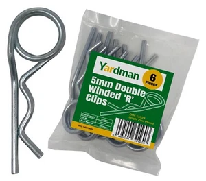 Yardman R Clips 6 Stck. 5 mm x 110 mm R-Form Cotter Pin doppelt gewickelt R Split Pins - Bild 1 von 5