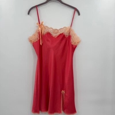 Vestido sin Mangas Vintage Victorias Secret Para Mujer Grande Rosa Melocotón Mini Cami Encaje Y2K Foto 1 de 4