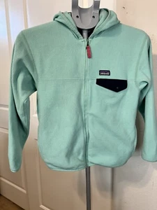 Patagonia Girl’s Full Zip Hooded Fleece Jacket Size L (12) Preloved Green - Picture 1 of 15