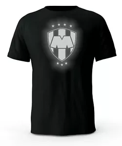 Camiseta Monterrey Rayados Fútbol México Negro Reflectante Logotipo Playera - Imagen 1 de 3